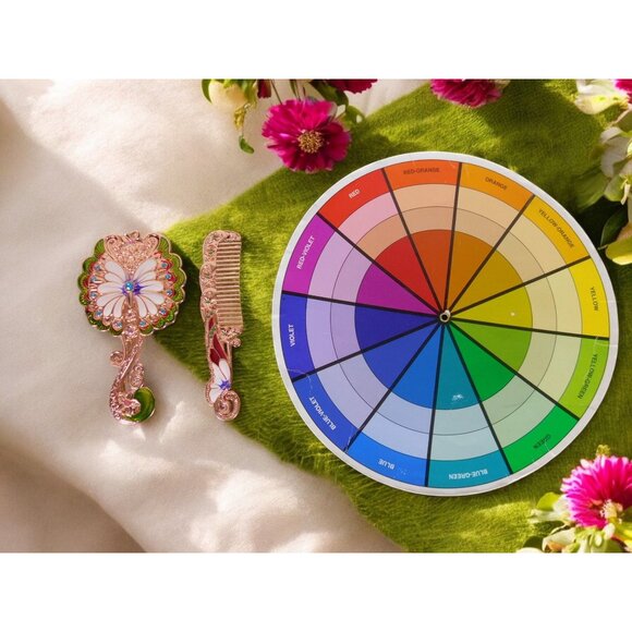 Vintage-Inspired Butterfly Mirror Comb Set Metal Handheld Compact Gift - Picture 12 of 12